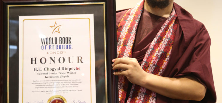 Chogyal Rinpoche Honored by World Book of Records, London